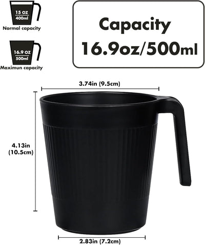 Greentainer Tasse mit Henke,Wiederverwendbare 500 ml Kaffeetassen aus Plastik,8er Trinkbecher für RV