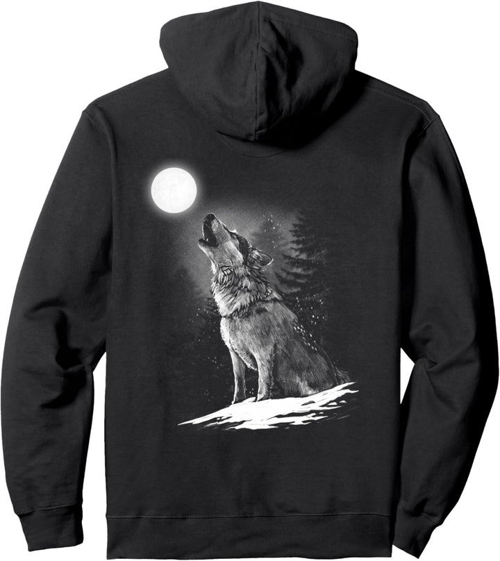 Heulender Wolf Mond Tierwelt Pullover Hoodie
