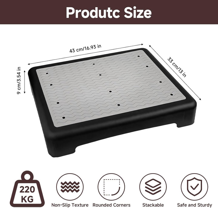 Trittstufe Indoor &amp; Outdoor, 43 x 33 x 9 cm Rutschfester Tritthocker mit Halbstufe – Tragbare Einsti