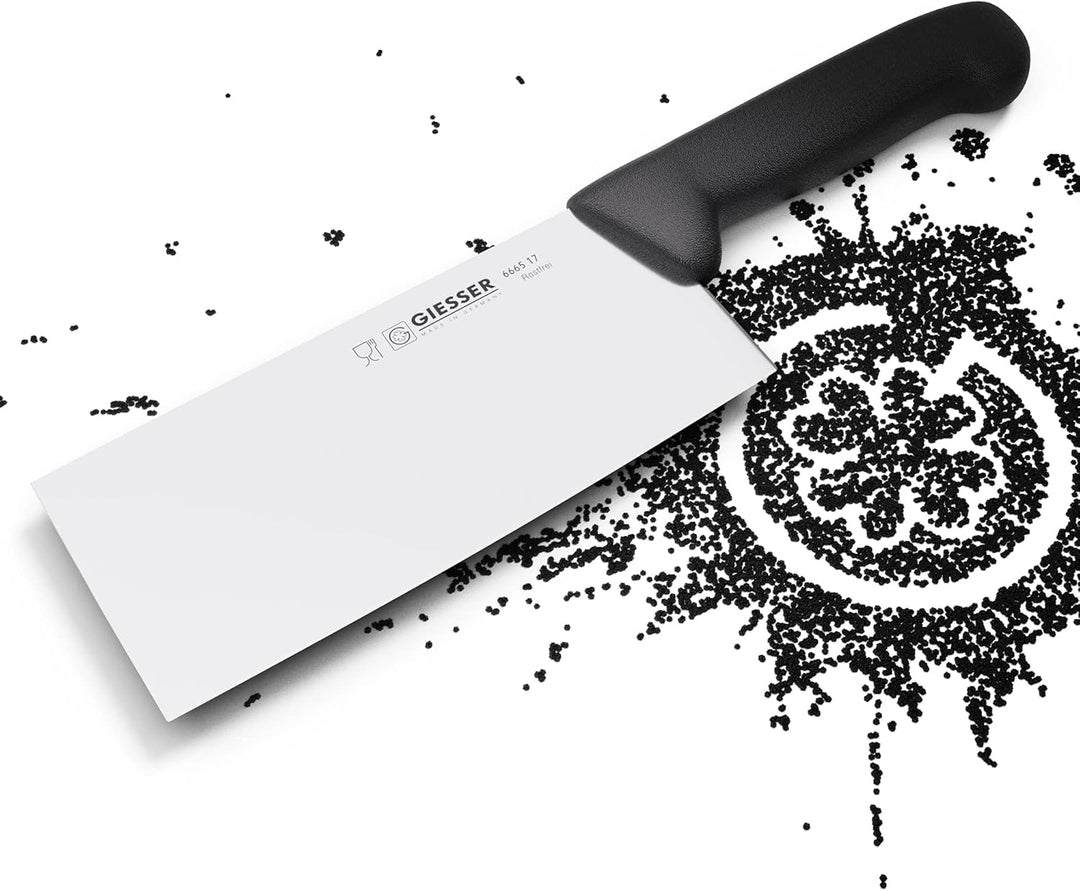 Giesser seit 1776 - Made in Germany - schwarz, Basic Black, Klinge 17 cm, rutschfest, Hackmesser spü