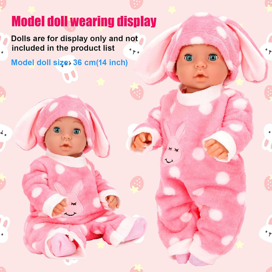 Miunana Kleidung Bekleidung Outfits Schlafanzug für Baby Puppen, Pink Puppenkleidung 35-43 cm mit Kl
