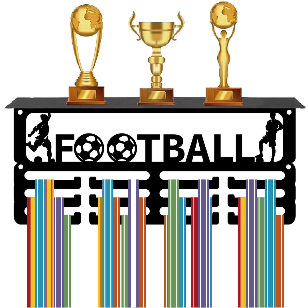 CREATCABIN Fussball Medaillenhalter Trophäenregal Medaillenaufhänger Display Mit Haken Regalständer
