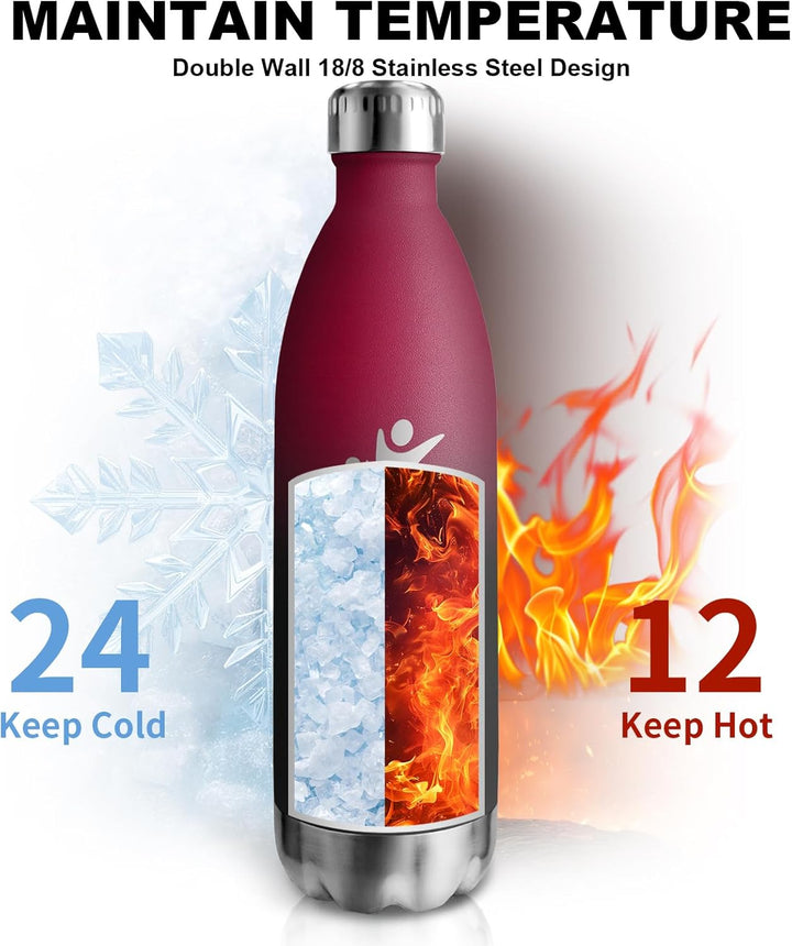 Trinkflasche- 1l- Trinkflasche Edelstahl, Thermosflasche Auslaufsicher, Kann mit dir Tragen, Wasserf