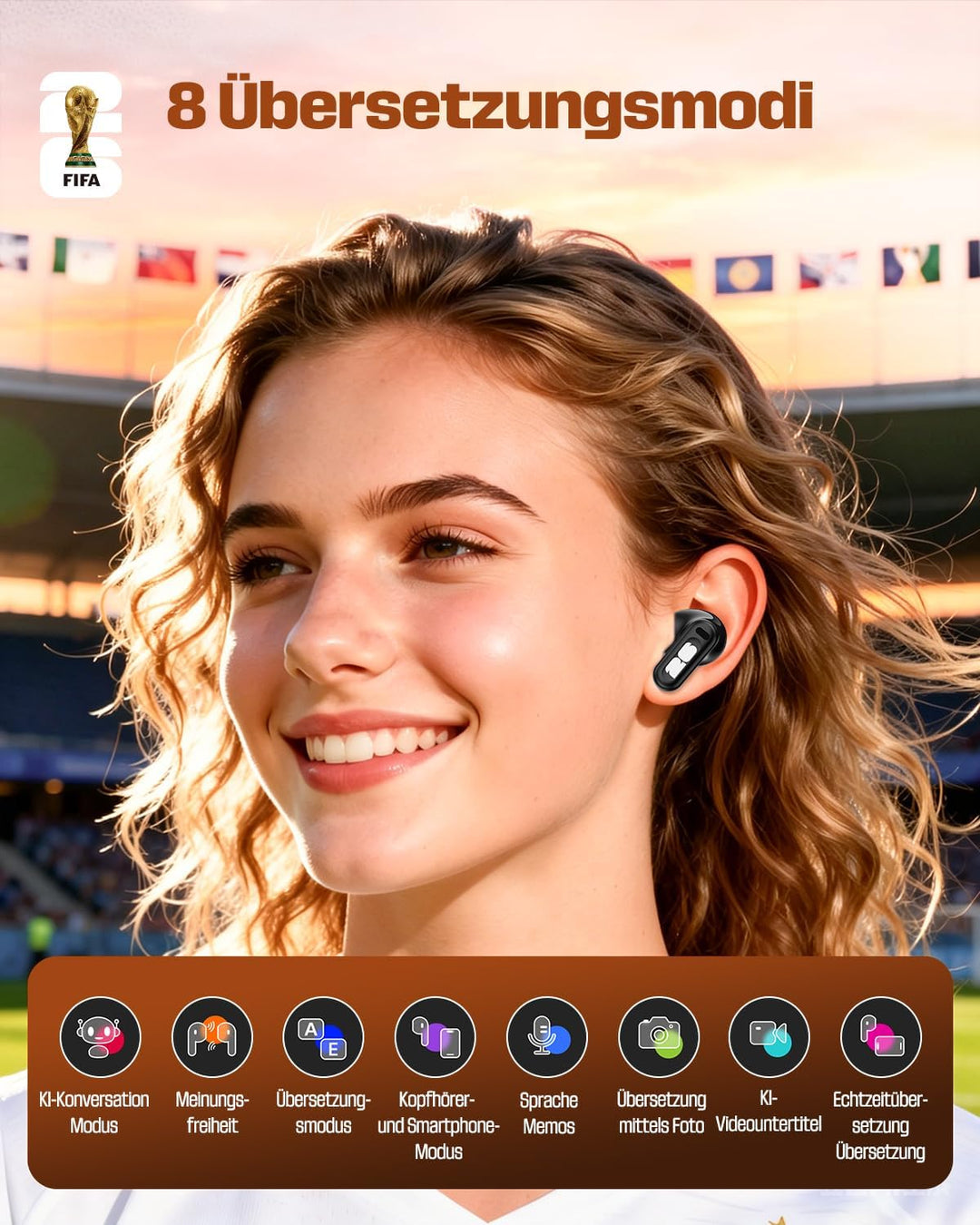 FIFA World Cup 2026 NE20 übersetzer kopfhörer, 3 in 1 Bluetooth 6.0 übersetzungskopfhörer in echtzei