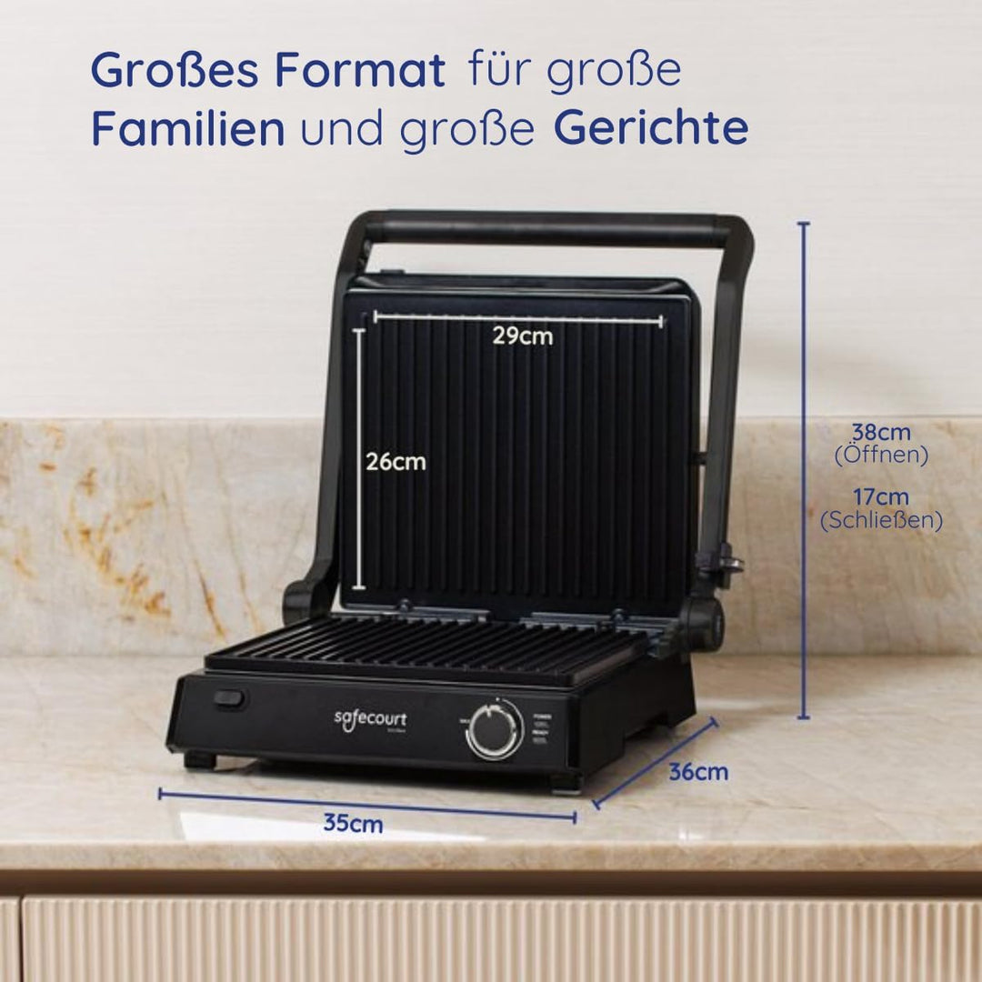 Safecourt Kitchen – Kontaktgrill 4-in-1 – Sandwichmaker, Panini Grill, Tischgrill elektrisch & Toast