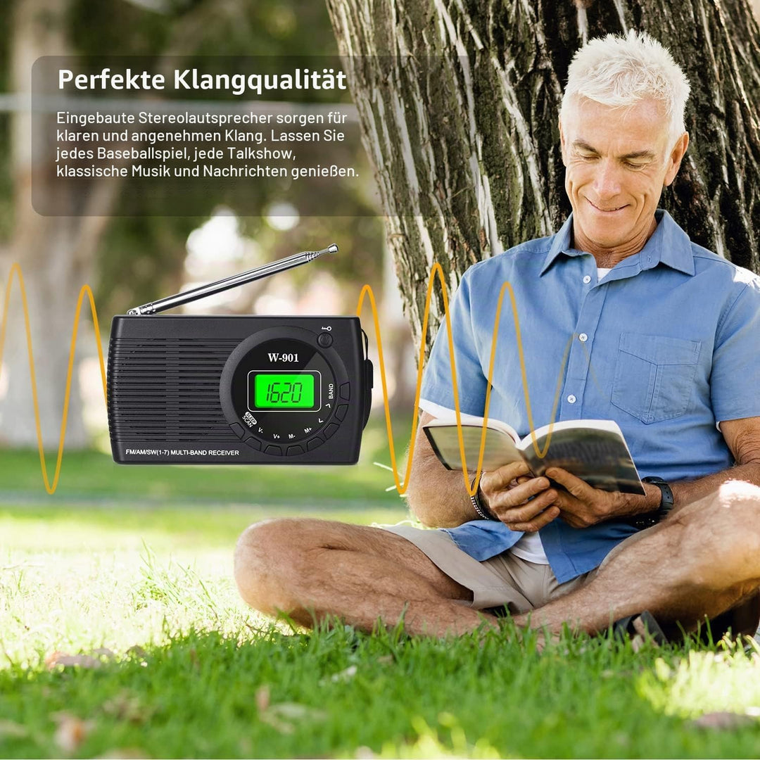 Padwa Lifestyle Mini Radio, Radio Batteriebetrieben Am Fm Sw Fm, Taschenradio Mit On-Screen-Display/