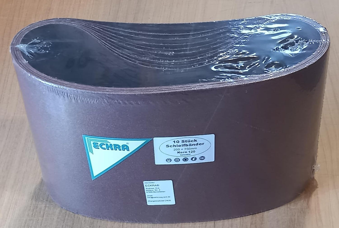 ECKRA 1242 10 Schleifbänder Gewebe 200 x 750mm P120, Rotbraun