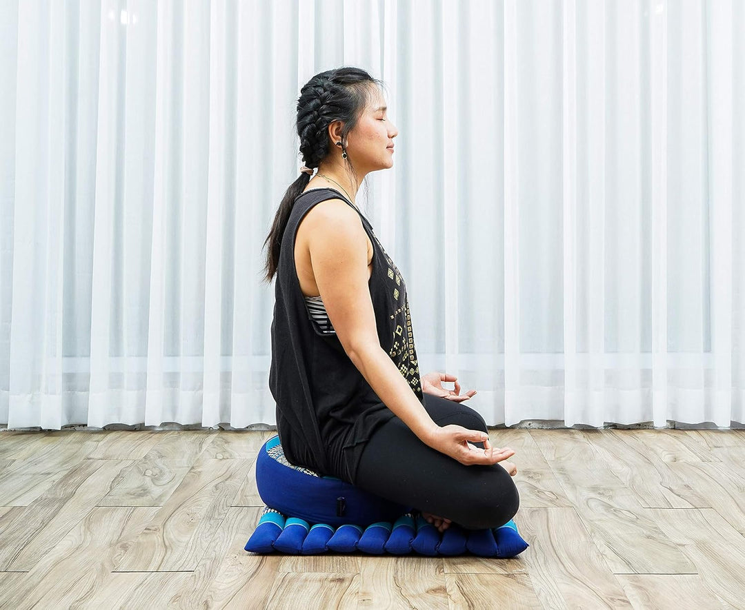 Leewadee Meditationsset Yogaset aus Meditationskissen Zafu und Kleiner rollbarer Sitzmatte Zabuton Ö