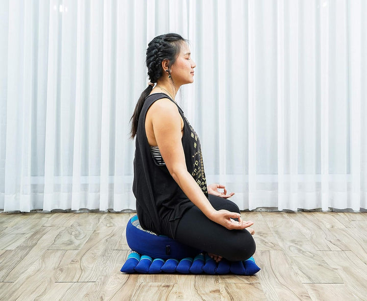 Leewadee Meditationsset Yogaset aus Meditationskissen Zafu und Kleiner rollbarer Sitzmatte Zabuton Ö