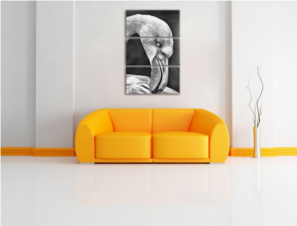 Pixxprint Flamingo beim Putzen als Leinwandbild/Grösse: 3 Teilig (120x80) cm/Wandbild/Kunstdruck/fer