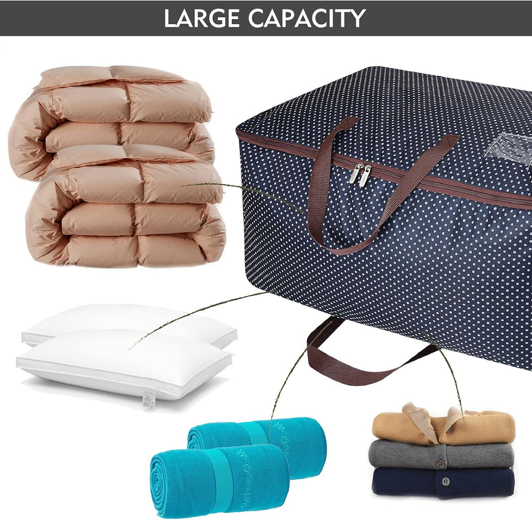 DOKEHOM 105L Large Underbed Clothes Storage Bag with Zip, Moisture Proof (Blue) Blau 105L, Blau 105L