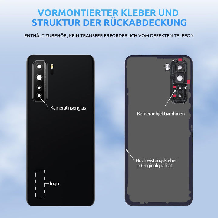 Eonpam Akkudeckel für Huawei P40 Lite 5G Rückseite Glas Original Backcover Back Glas Ersatz Reparatu
