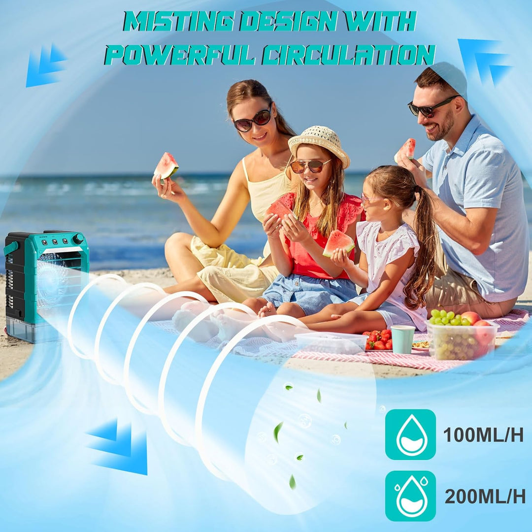 Ventilator mit Wasserkühlung Kompatibel für Makita 18V Akku und USB-betrieben，Luftkühler mobil mit W