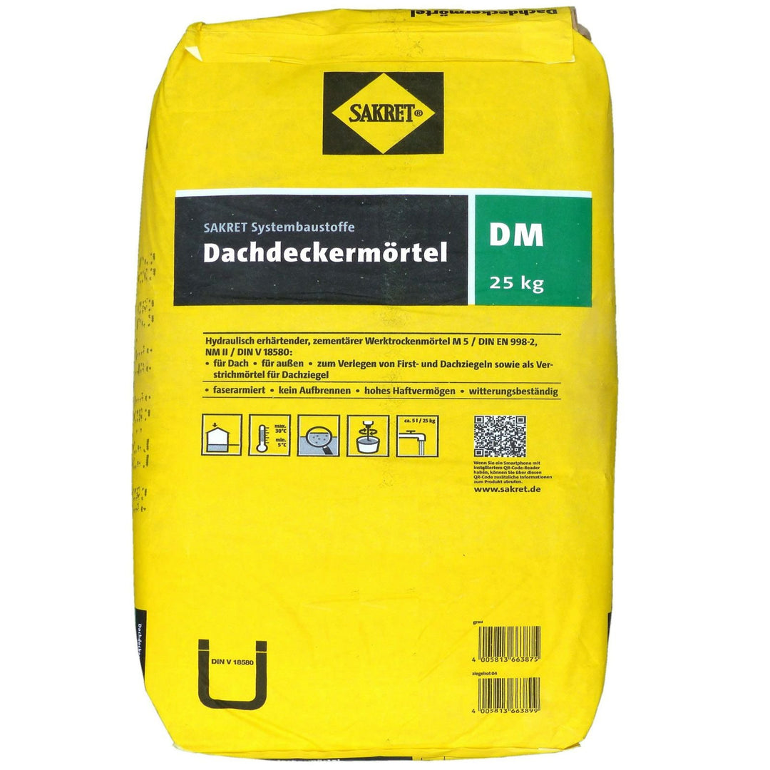 25 Kg Dachdeckermörtel ZIEGELROT faserarmiert SAKRET