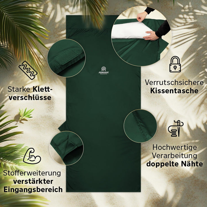 Hüttenschlafsack aus Mikrofaser oder Bio-Baumwolle (nur 230g / 380g) - Ultra leicht, klein und dünn.