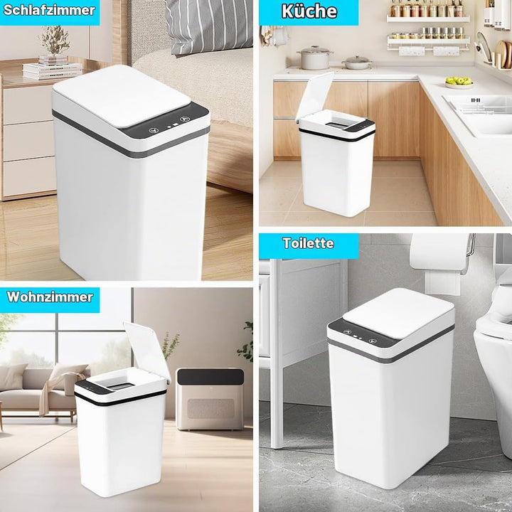 Mülleimer Bad 12L Sensor Kosmetikeimer - Mülleimer mit Sensor Technologie, Touchless &amp; Wasserdicht -