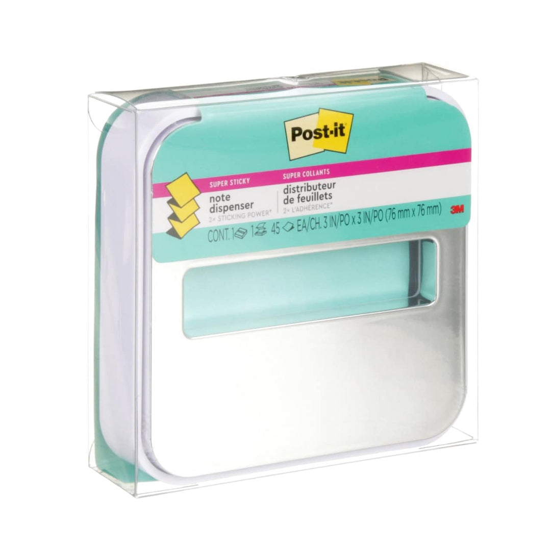 Post-it Notizspender für 7,6 x 7,6 cm grosse Notizen, weisser Boden mit Stahldeckel Weiss/opulenter