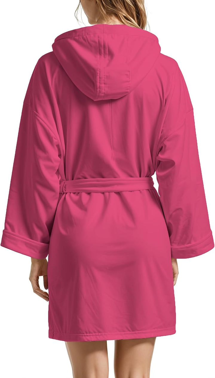 PETTI Artigiani Italiani - Unisex Bademantel, Weiss, One Size, Mikrofaser, Kapuze, Gürtel, Taschen,