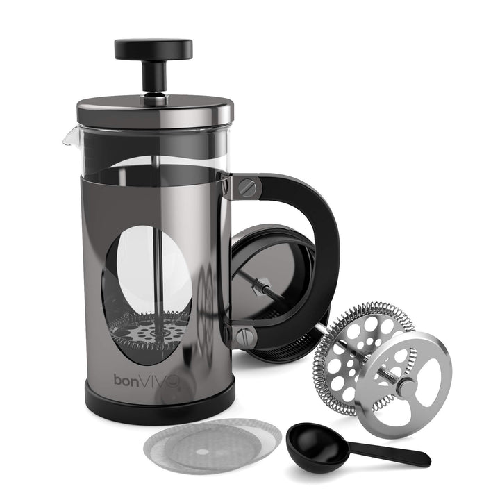 bonVIVO French Press Kaffeebereiter Silver - 3 Tassen - Coffee Maker in Kupfer-Optik - Kaffekanne au
