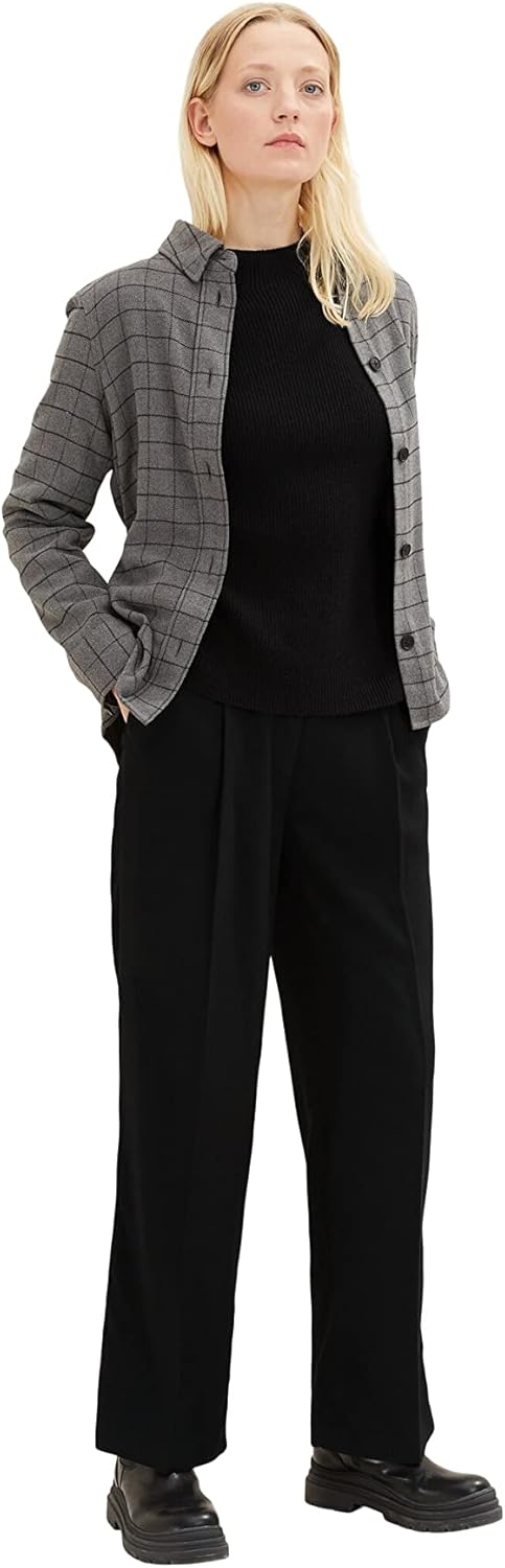 TOM TAILOR Damen Lea Striaght Fit Hose 32W / 32L 14482 - Deep Black, 32W / 32L 14482 - Deep Black
