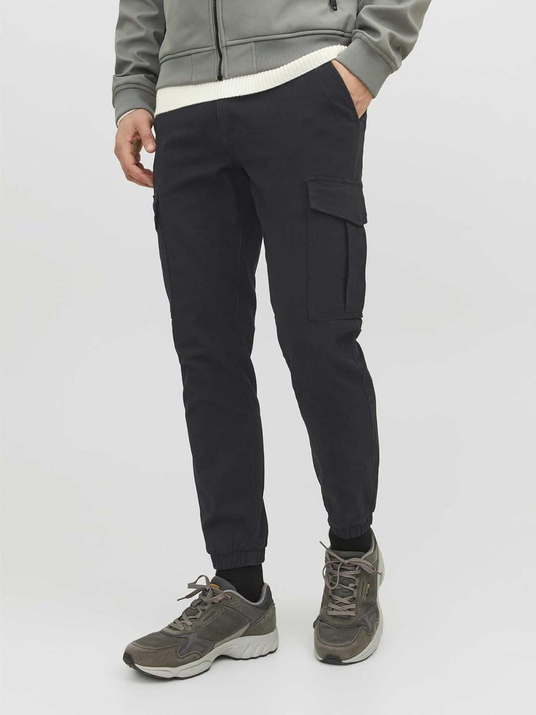 JACK & JONES Men's JJMarco Cargo Jogger Sweatpants Cuffed Track Bottom 36W / 34L Schwarz, 36W / 34L