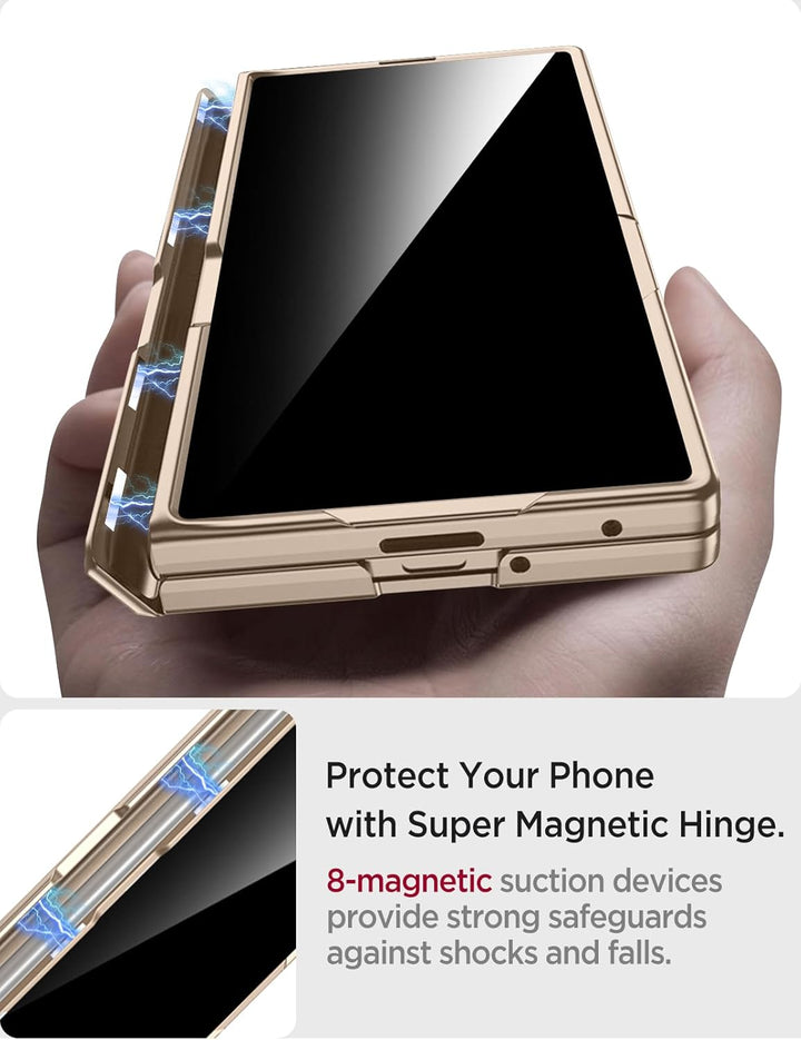 Miimall Kompatibel mit Samsung Galaxy Z Fold 7 Hülle mit Displayschutz Anti-SPY, [Magnetischer Schar
