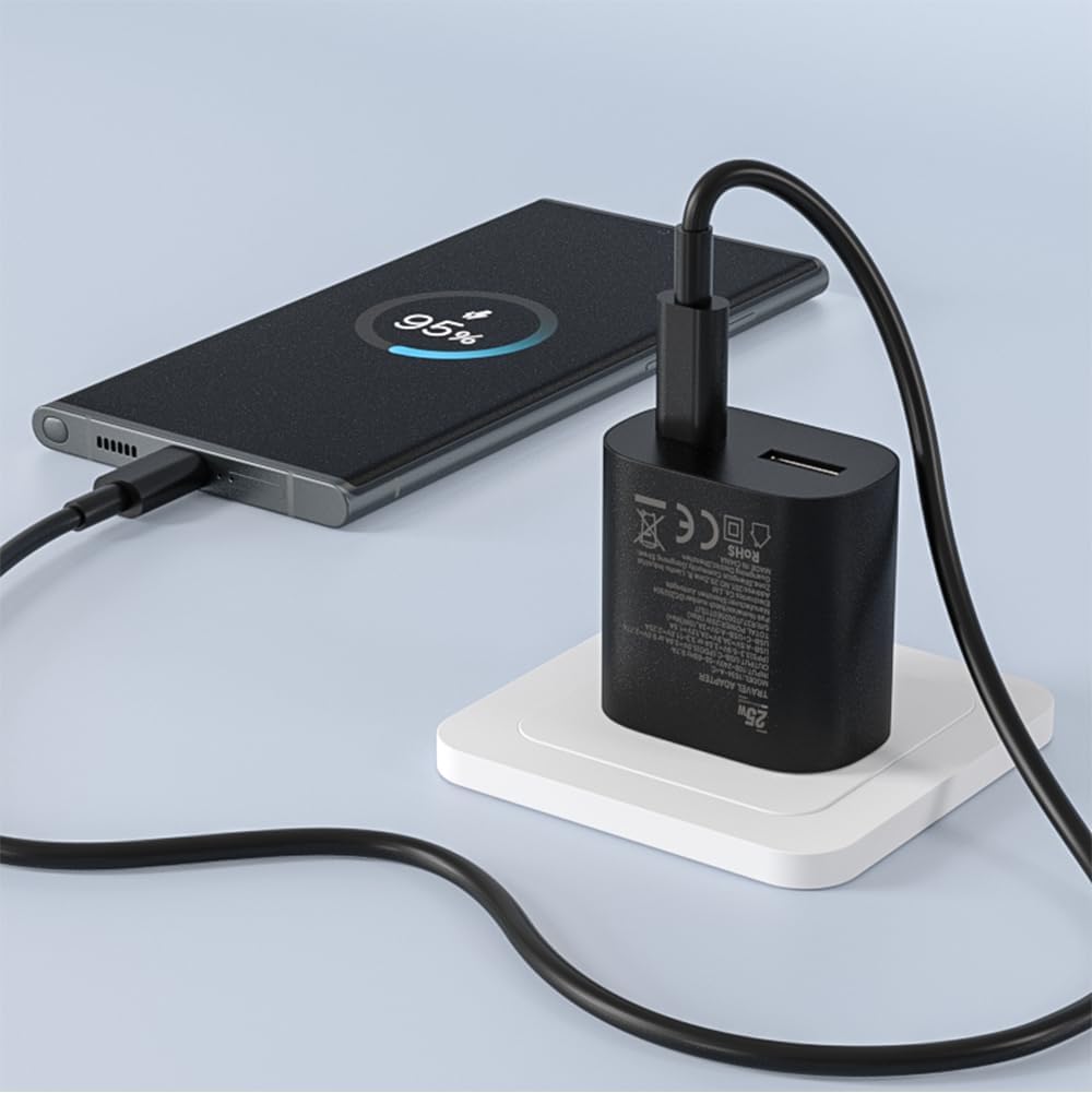 Schnellladegerät Ladeadapter netzteil 25W USB Typ-C 15W USB Typ-A Ladegerät （Schwarz 2 Stück）für: Sa