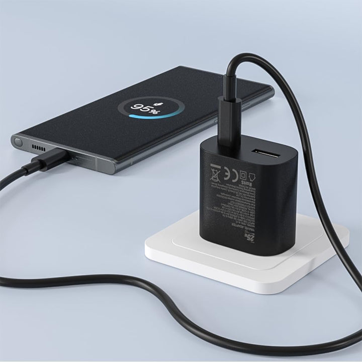 Schnellladegerät Ladeadapter netzteil 25W USB Typ-C 15W USB Typ-A Ladegerät （Schwarz 2 Stück）für: Sa
