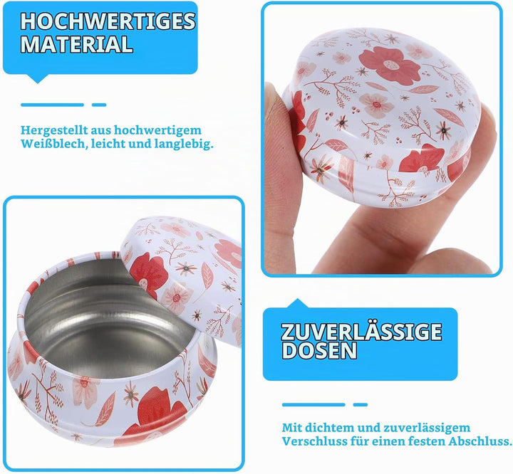 Healifty Healifty 12 Stück Mini-Metall-Leerdosen, runde Blechdosen, Vintage-Weissblechbehälter für T