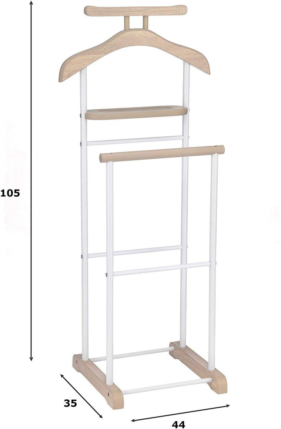 CARO-Möbel Herrendiener Medina, Sonoma Eiche/Weiss - Kleiderständer mit Hosenbügel und Sakkohalter,