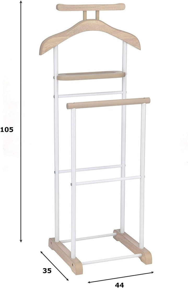 CARO-Möbel Herrendiener Medina, Sonoma Eiche/Weiss - Kleiderständer mit Hosenbügel und Sakkohalter,