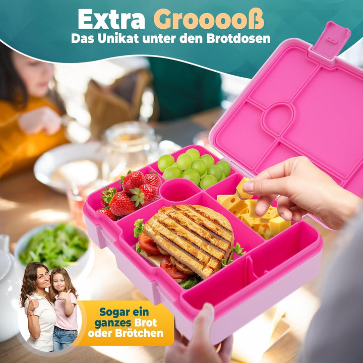 LUCKY KIDZ© Brotdose Kinder mit Fächern - Bento Box Kinder Brotdose mit Fächern - Auslaufsicher & BP