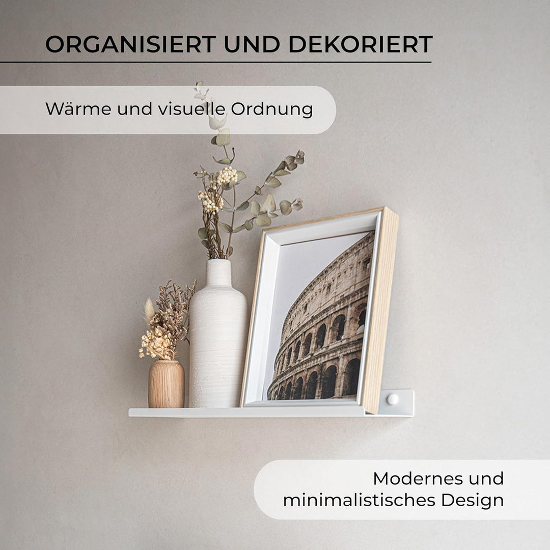 Wandregal Weiss Aus Metall | 2er Set Schweberegale Weiss 35x10 cm | Kleines Wandregal Küche | Badezi