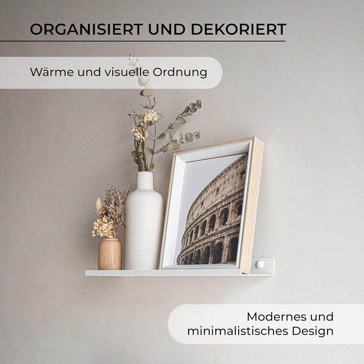 Wandregal Weiss Aus Metall | 2er Set Schweberegale Weiss 35x10 cm | Kleines Wandregal Küche | Badezi
