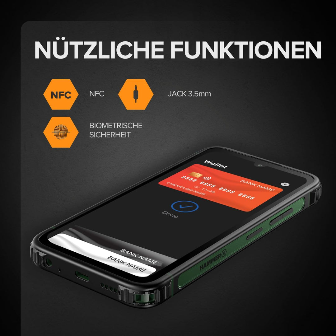 Hammer Ranger 4G 8+8GB/256GB Outdoor Handy, Baustellenhandy und Rugged Smartphone, 6" Display, IP69
