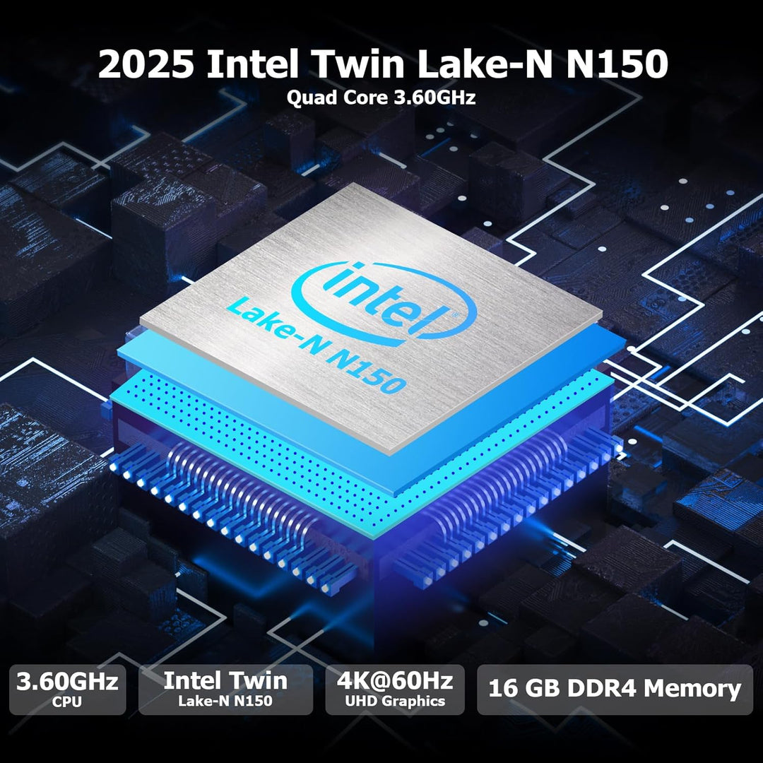AWOW Mini PC W-11 Pro Twin Lake-N N150 Quad Core 3.60 GHz, 16 GB DDR4 3200MHz 512 GB M.2 PCIE3.0 SSD