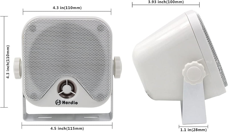 Herdio 100W 10,2 cm kompakter Wasserdichter Marine Stereo Box Lautsprecher für Boot ATV UTV Powerspo