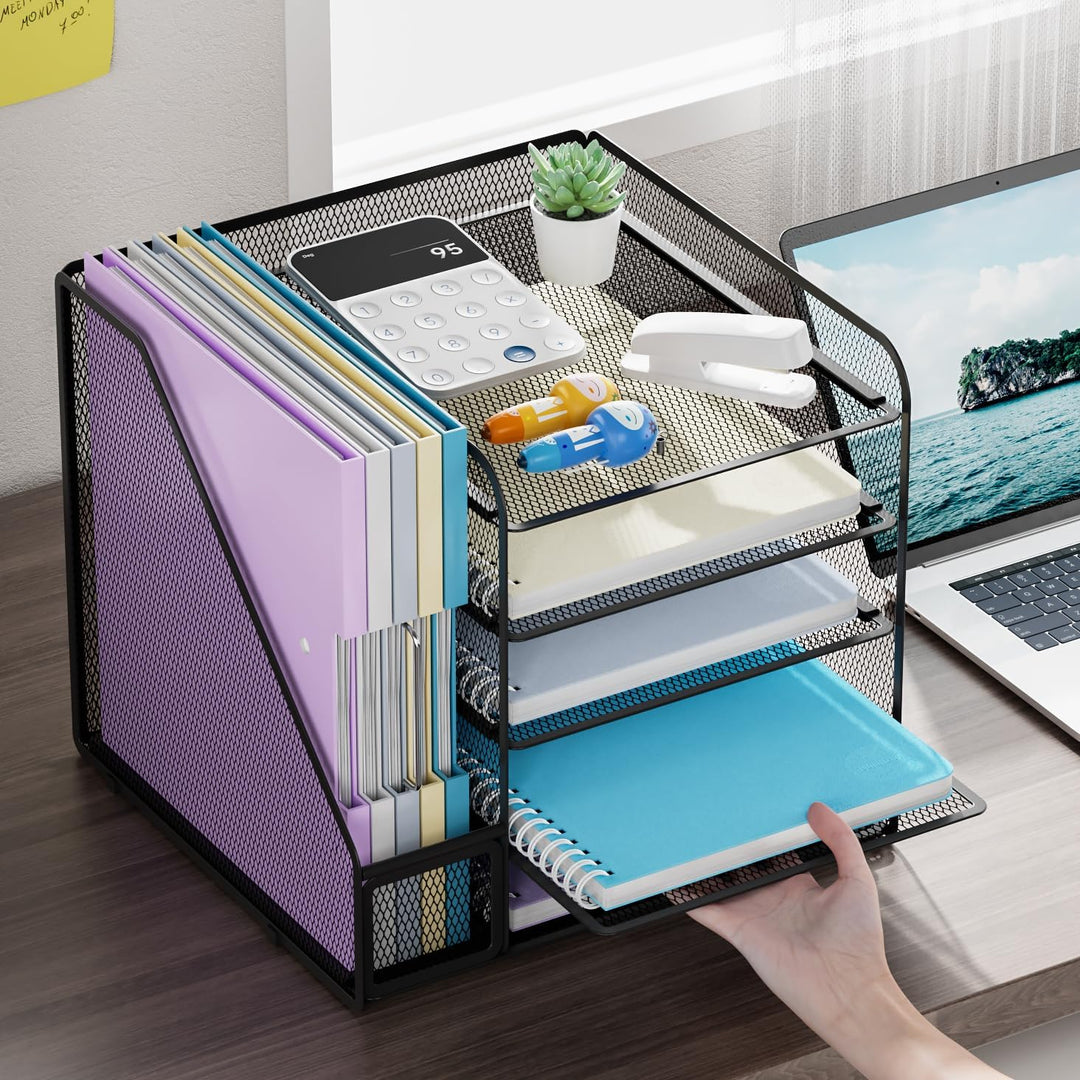 Marbrasse Schreibtisch Organizer und Büro Zubehör,5-Tier Briefablage,Mesh Büro Organizer für Schreib