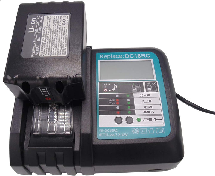 Für Makita Akku 18V 5Ah mit Ladegerät DC18RC kompatibel Makita 18V Akkus BL1850 BL1840 BL1830 BL1820