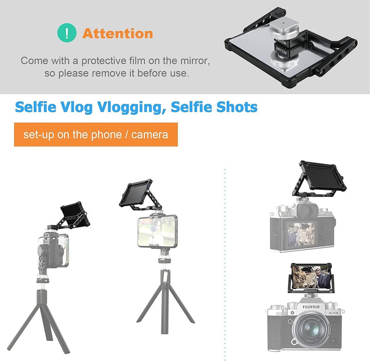 NICEYRIG Flip Screen Spiegelreflex Selfie Mirror für Kamera/Smartphone, Kamera-Flip-Bildschirm Faltb