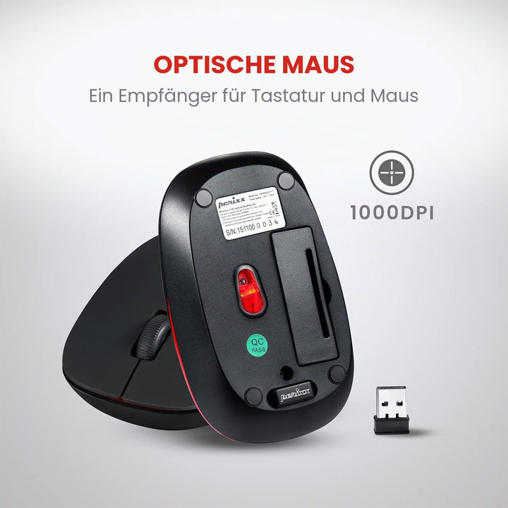 Perixx PERIDUO-712, Ensemble Clavier Souris Mini Sans Fil Pour Windows - 12 Touches Multimédia, Noir
