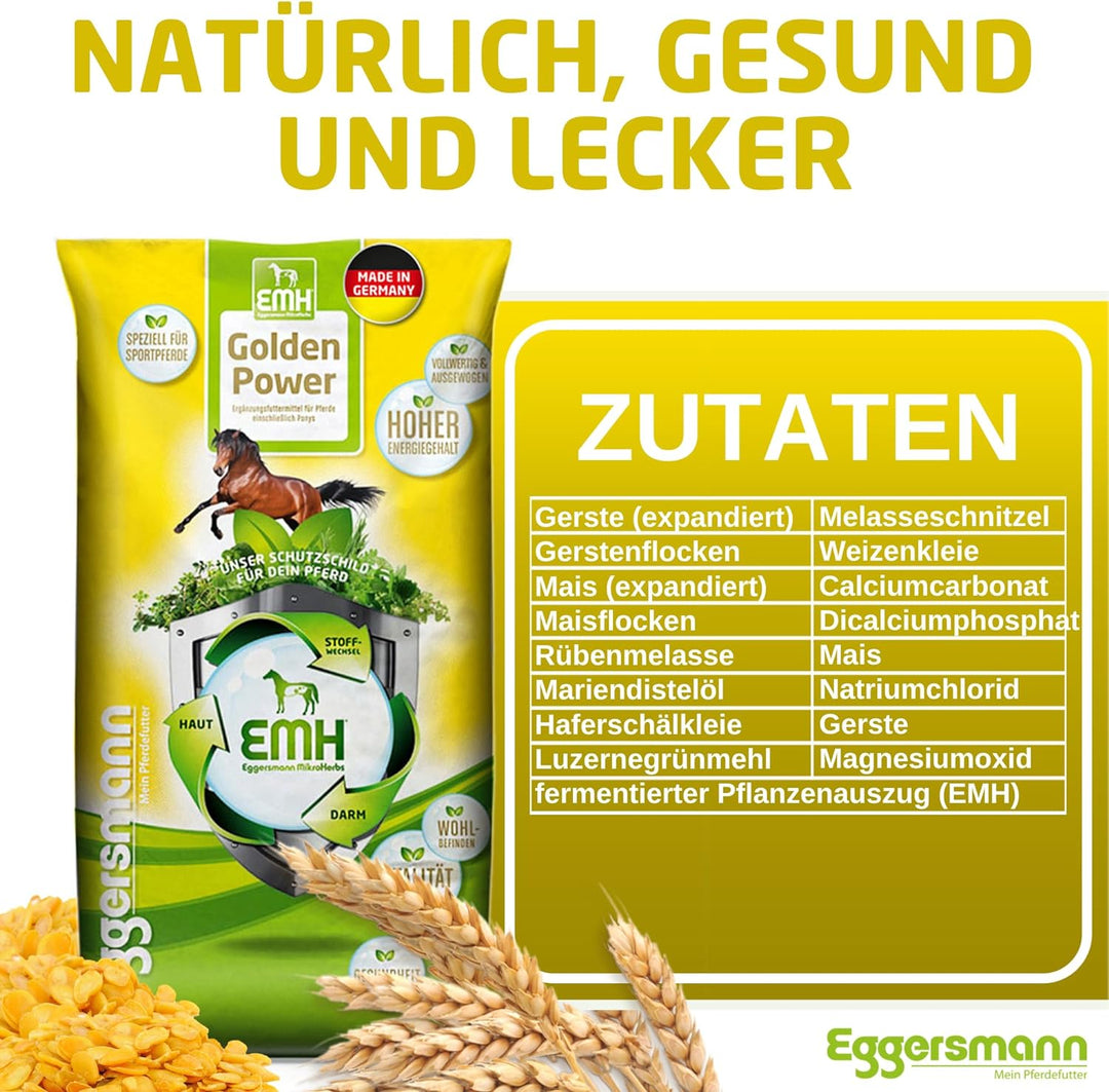 Eggersmann EMH Golden Power Müsli 15 kg – Energiereiches Pferdemüsli für Sportpferde – Haferfreies P