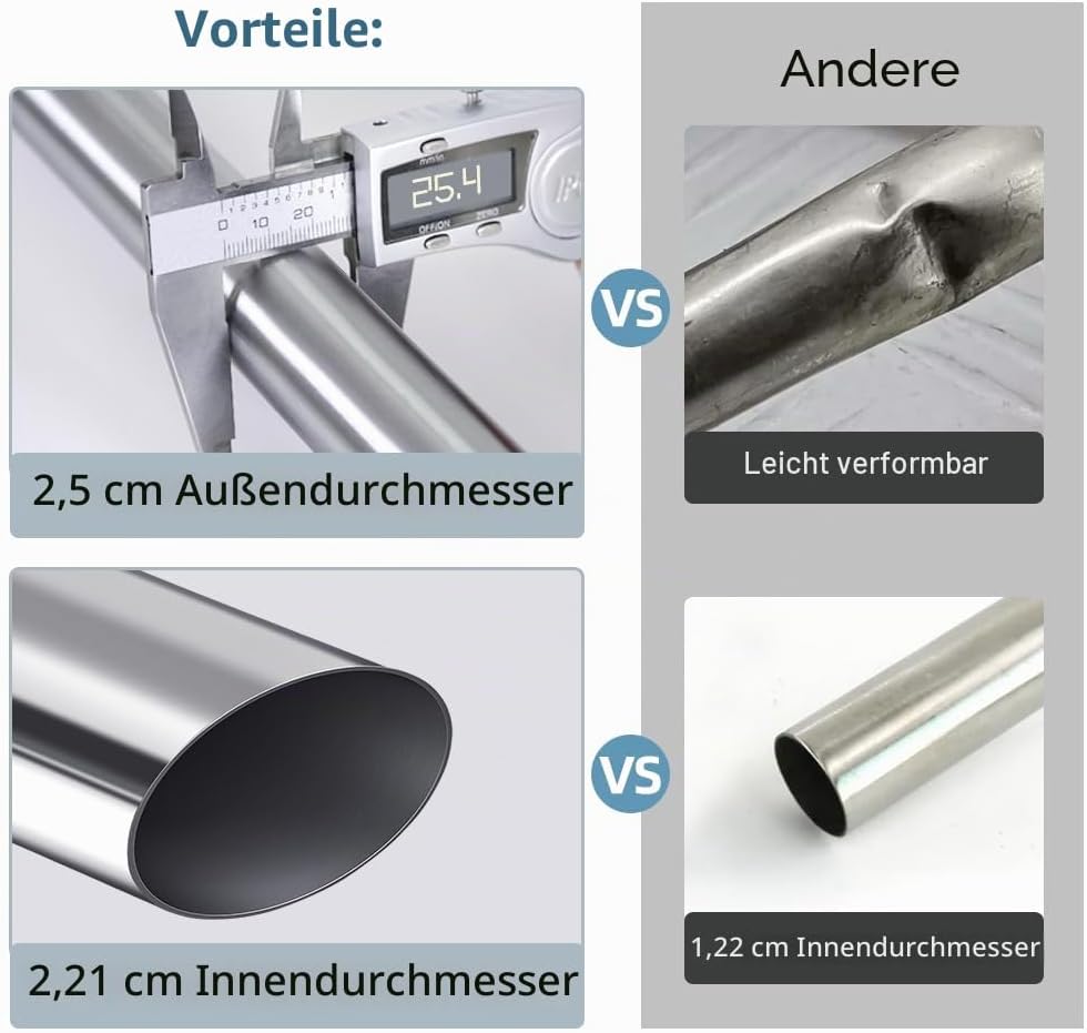Hershii Gardinenstange ohne Bohren Erweiterbare Fenster Gardinenstange Kleiderbügelstange Ausziehbar