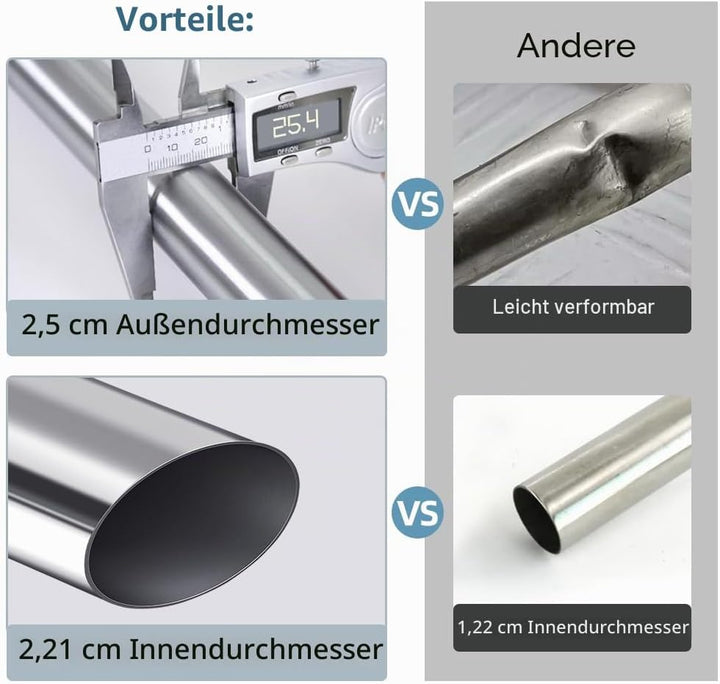 Hershii Gardinenstange ohne Bohren Erweiterbare Fenster Gardinenstange Kleiderbügelstange Ausziehbar