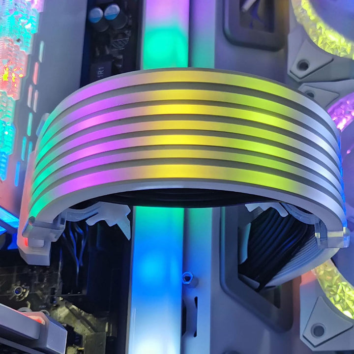 lyrlody ARGB PC Netzteilkabel, 5V 3Pin RGB-Netzteilkabel mit 44 LEDs in zwei Reihen, für 24Pin Mainb