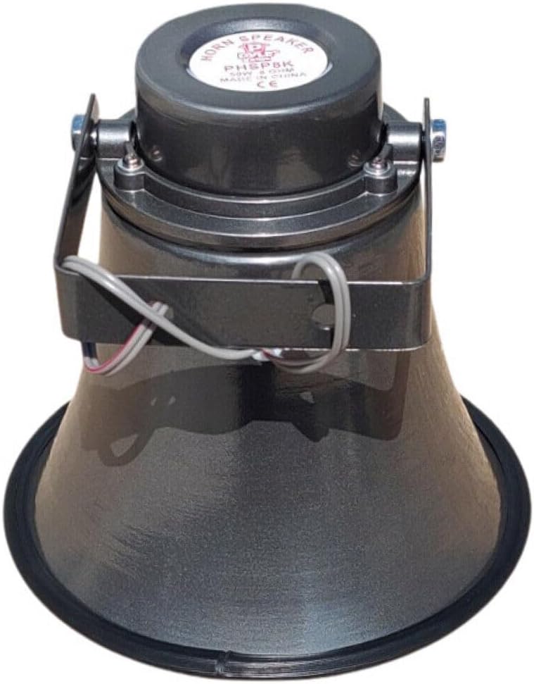 GK SOUND 1 Megaphon PHSP8K Grauer Hornlautsprecher für drinnen und draussen, 50 Watt maximale Impeda