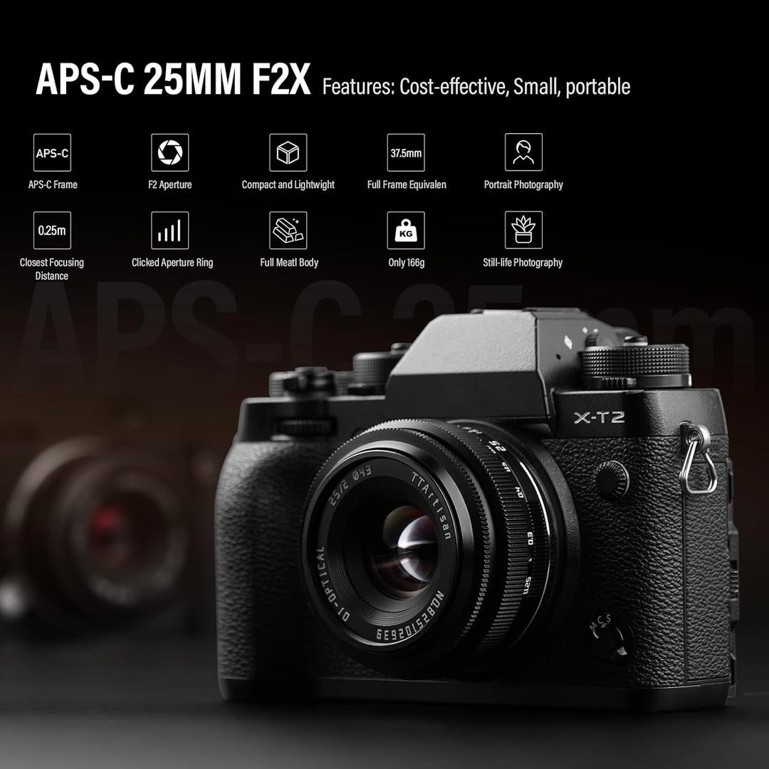 TTARTISAN 25mm F2 Kameraobjektiv Camera Lens für Fuji X-Mount APS-C Manuelles Tragbares Pancake-Obje