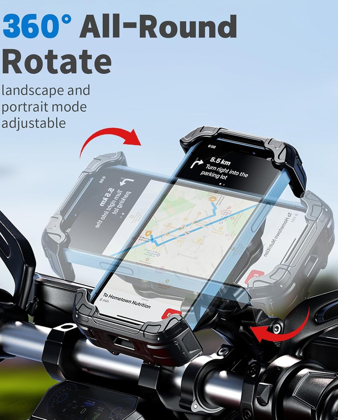 Kewig Motorrad-Handyhalterung mit Vibrationsdämpfer und Hochgeschwindigkeits-Sicherheitsverriegelung
