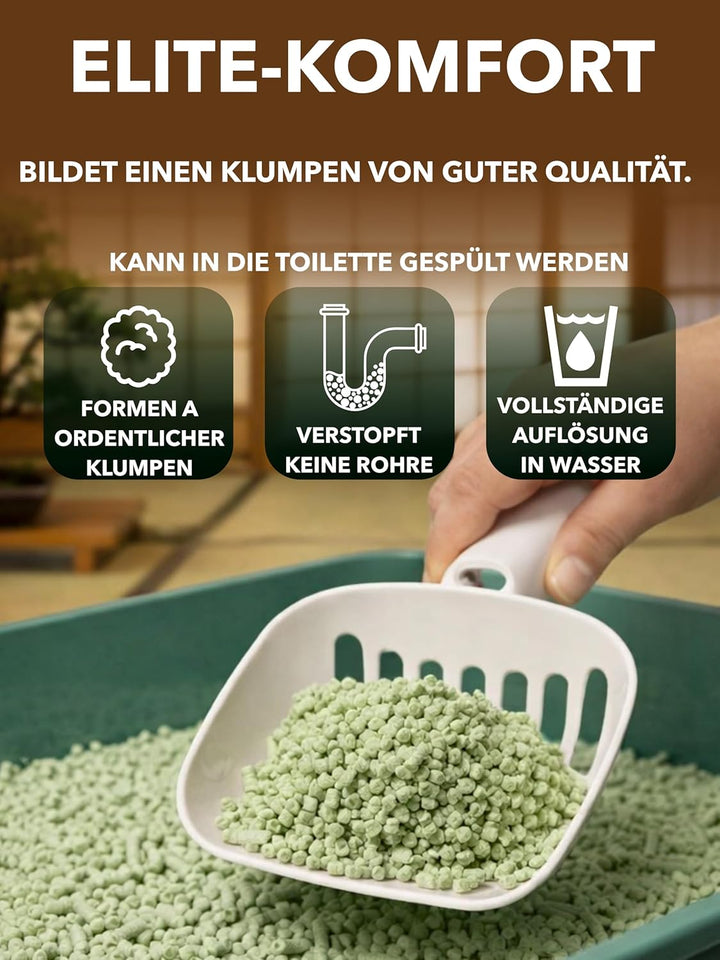 Tofu Katzenstreu aus Grünen Erbsen | Spülbar & Klumpend | Antibakteriell | Geruchskontrolle & katzen