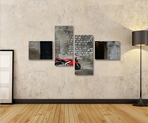 islandburner Bild Bilder auf Leinwand Rotes Motorrad 4L XXL Poster Leinwandbild Wandbild Dekoartikel